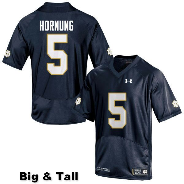 Men's NCAA Notre Dame Fighting Irish #5 Paul Hornung Stitched College Under Armour Authentic Navy Blue Big & Tall Football Jersey AX10L56TG